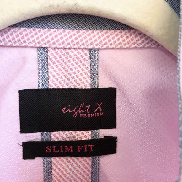 Eight X Mens Shirt Medium Slim Fit  Purple‎ Flip Cuff  Business Casual Buckle - Picture 5 of 12